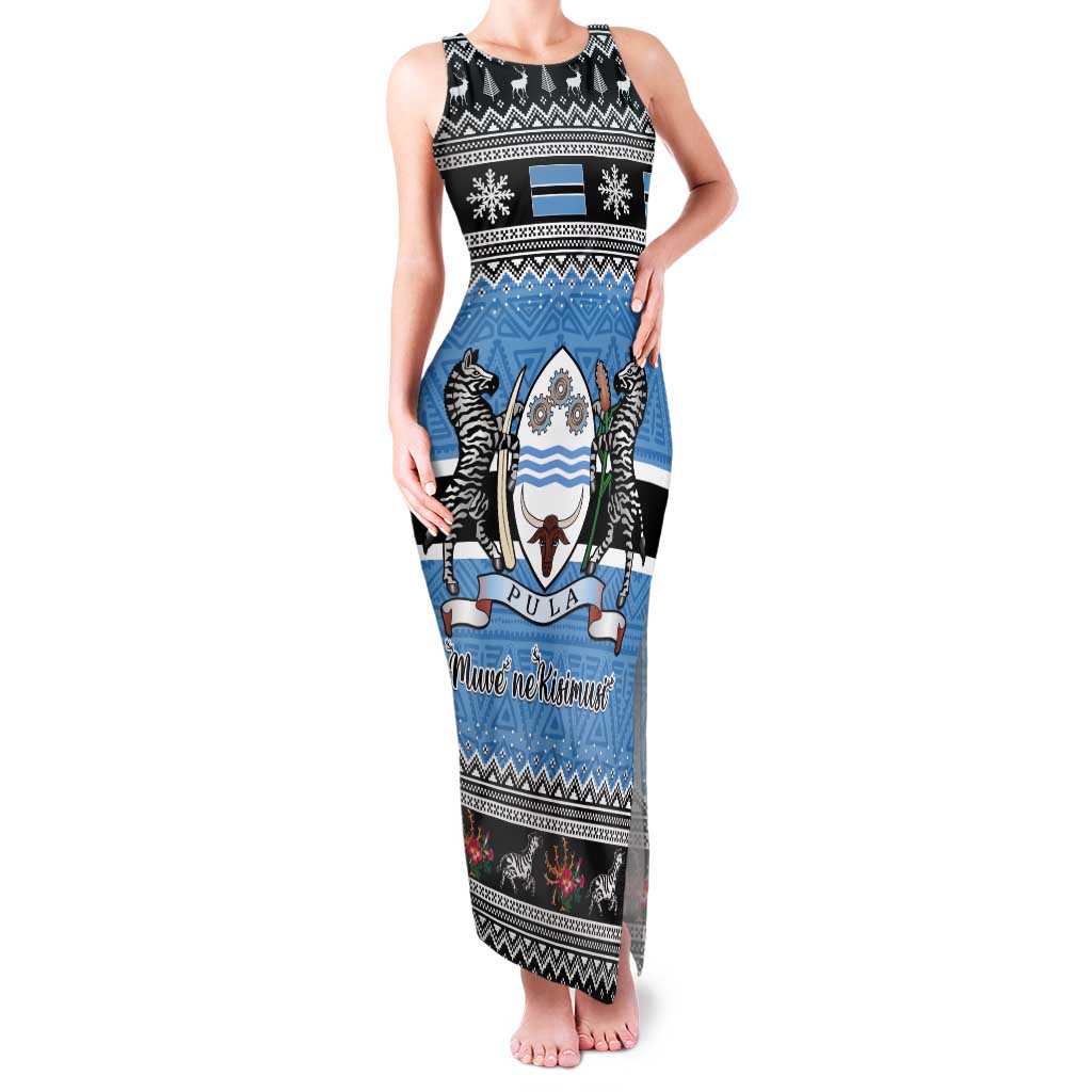 Botswana Christmas Tank Maxi Dress Coat Of Arms Muve neKisimusi - Wonder Print Shop