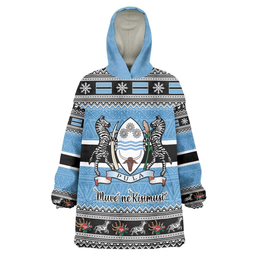 Botswana Christmas Wearable Blanket Hoodie Coat Of Arms Muve neKisimusi