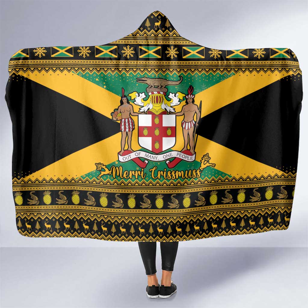 Jamaica Christmas Hooded Blanket Coat Of Arms Merri Crissmuss