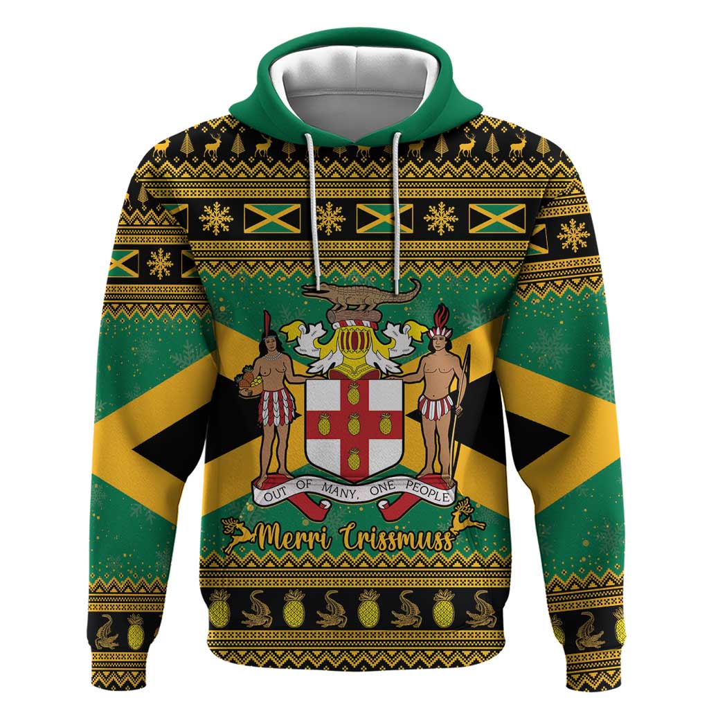 Jamaica Christmas Hoodie Coat Of Arms Merri Crissmuss - Wonder Print Shop