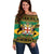 Jamaica Christmas Off Shoulder Sweater Coat Of Arms Merri Crissmuss - Wonder Print Shop