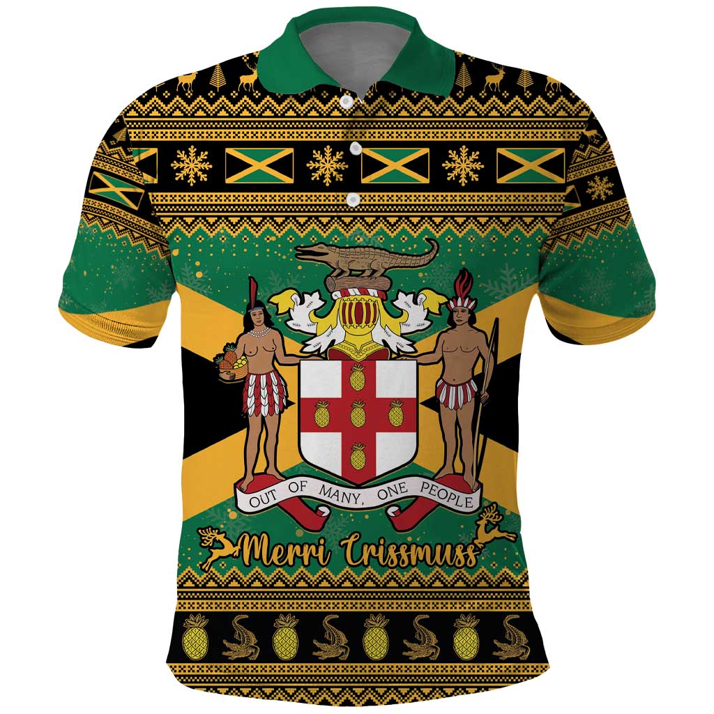 Jamaica Christmas Polo Shirt Coat Of Arms Merri Crissmuss