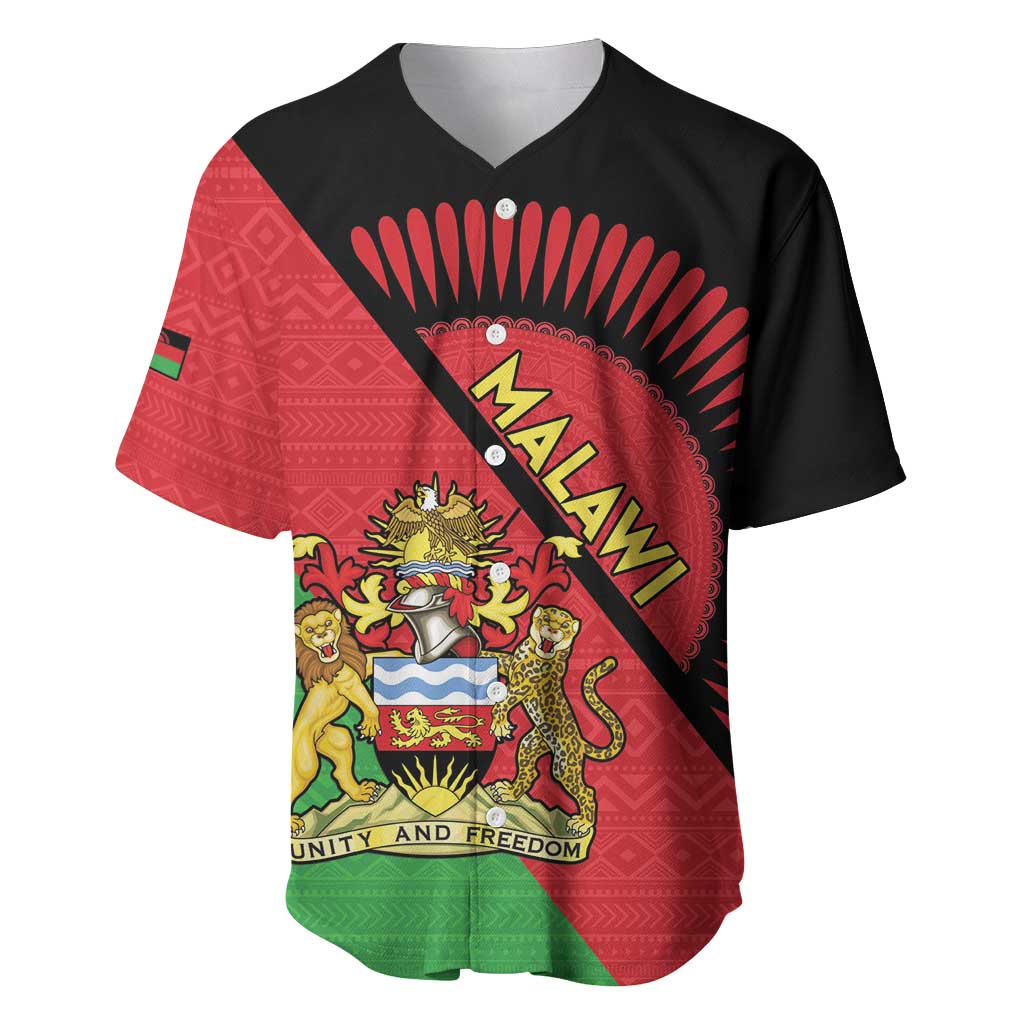 Personalised Malawi Baseball Jersey Coat Of Arms - Flag Style - Wonder Print Shop