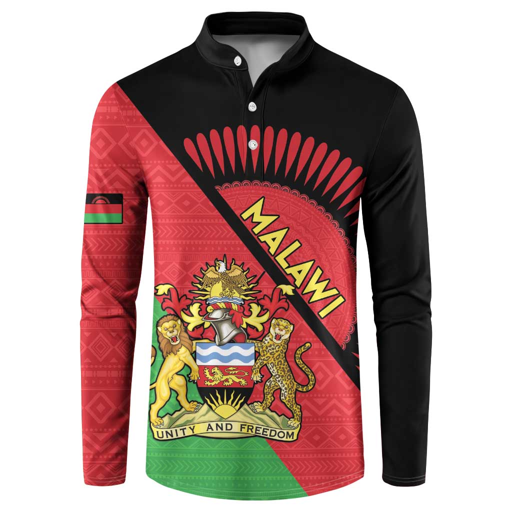 Personalised Malawi Button Sweatshirt Coat Of Arms - Flag Style - Wonder Print Shop