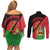 Personalised Malawi Couples Matching Off Shoulder Short Dress and Long Sleeve Button Shirt Coat Of Arms - Flag Style