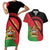 Personalised Malawi Couples Matching Short Sleeve Bodycon Dress and Hawaiian Shirt Coat Of Arms - Flag Style