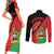 Personalised Malawi Couples Matching Short Sleeve Bodycon Dress and Long Sleeve Button Shirt Coat Of Arms - Flag Style