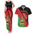 Personalised Malawi Couples Matching Tank Maxi Dress and Hawaiian Shirt Coat Of Arms - Flag Style