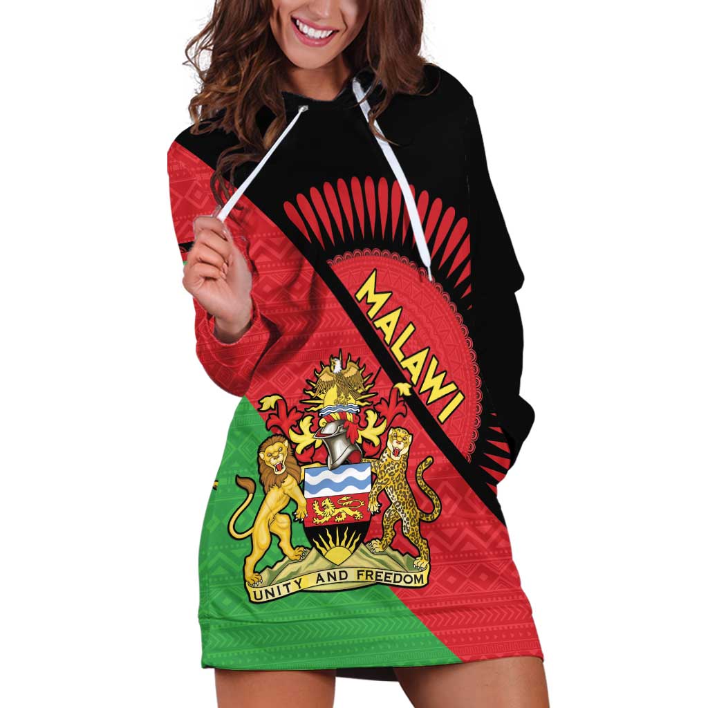 Personalised Malawi Hoodie Dress Coat Of Arms - Flag Style - Wonder Print Shop