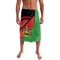 Malawi flag-style lavalava coat with crest graphic, green red and black panels