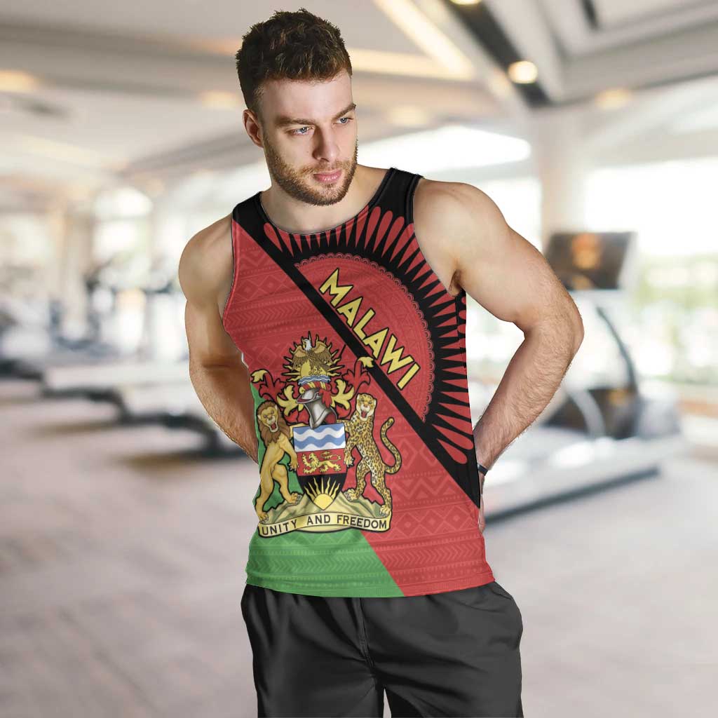 Personalised Malawi Men Tank Top Coat Of Arms - Flag Style