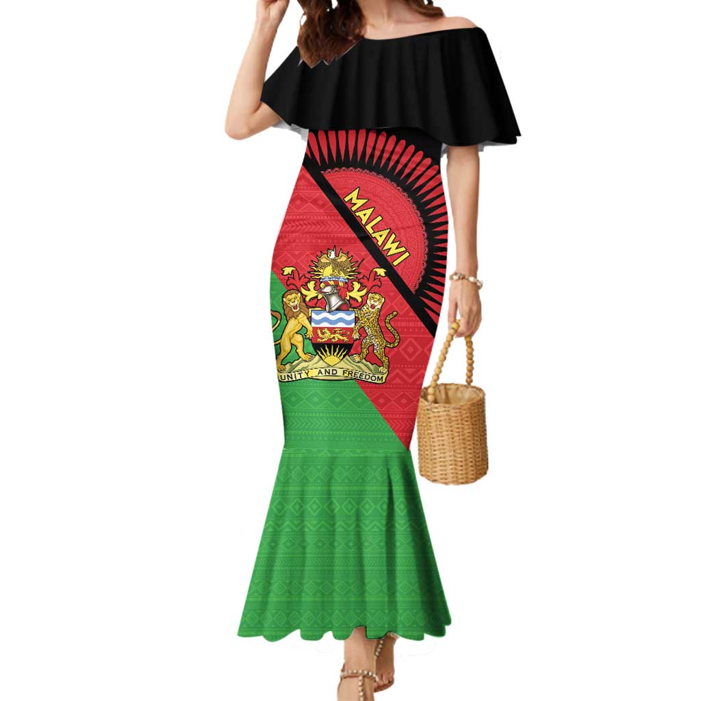 Personalised Malawi Mermaid Dress Coat Of Arms - Flag Style - Wonder Print Shop