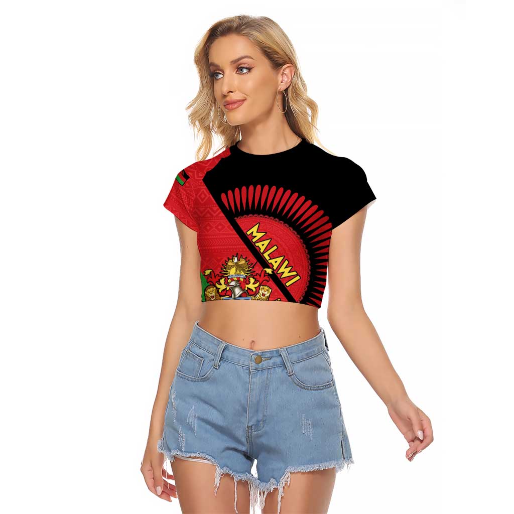 Personalised Malawi Raglan Cropped T Shirt Coat Of Arms - Flag Style - Wonder Print Shop