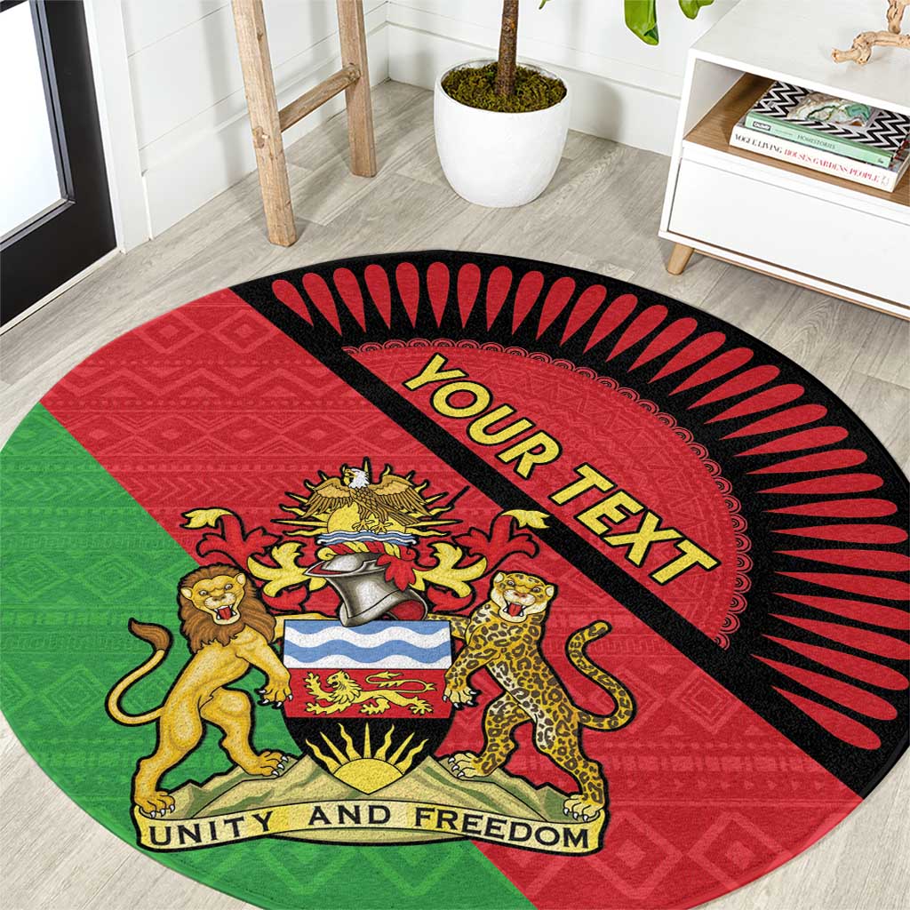 Personalised Malawi Round Carpet Coat Of Arms - Flag Style - Wonder Print Shop