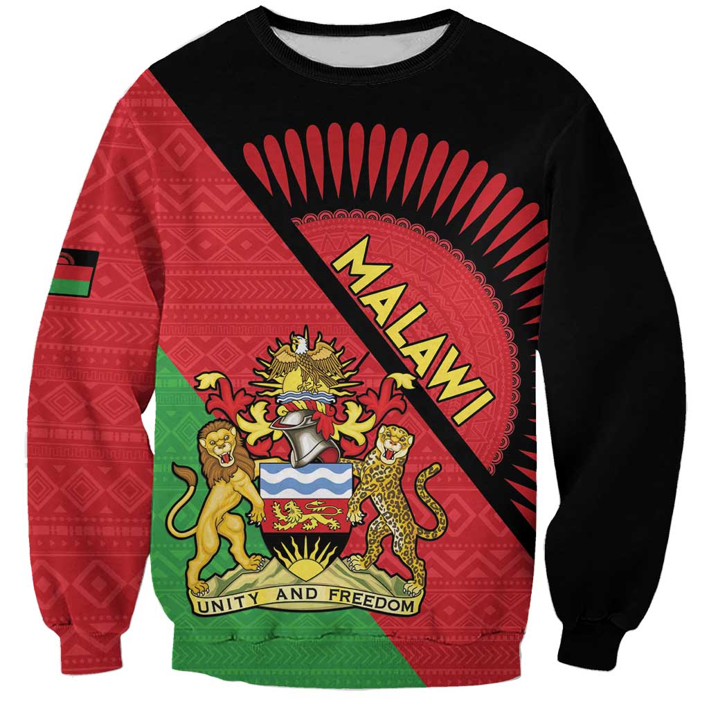 Personalised Malawi Sweatshirt Coat Of Arms - Flag Style - Wonder Print Shop