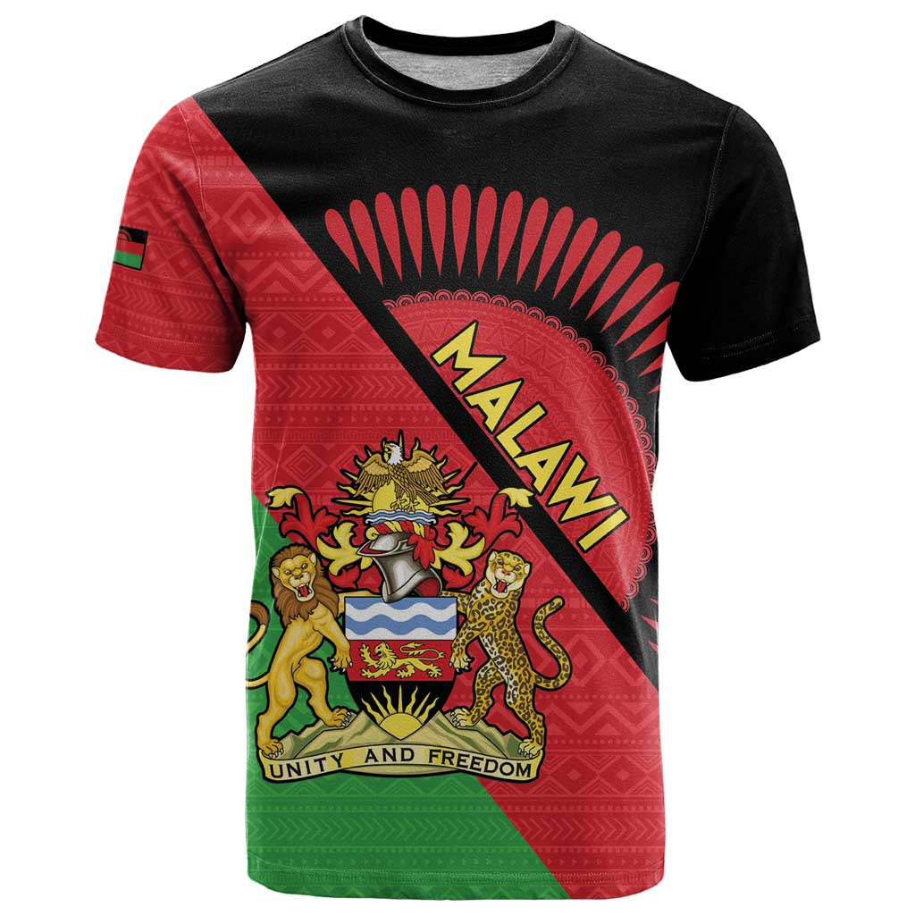 Personalised Malawi T Shirt Coat Of Arms - Flag Style - Wonder Print Shop