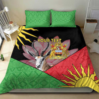 African pattern duvet bedding set with two green geometric pillowcases and bold black, red, yellow graphics