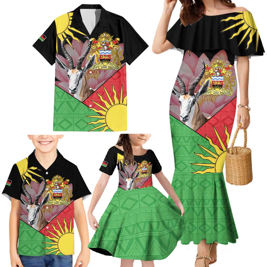 Personalised Malawi Thomsons Gazelle Family Matching Mermaid Dress and Hawaiian Shirt Lotus - African Pattern - Wonder Print Shop