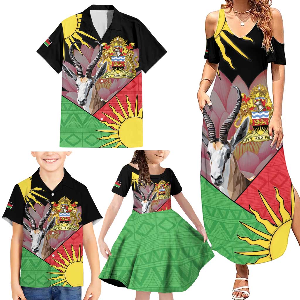 Personalised Malawi Thomsons Gazelle Family Matching Summer Maxi Dress and Hawaiian Shirt Lotus - African Pattern - Wonder Print Shop