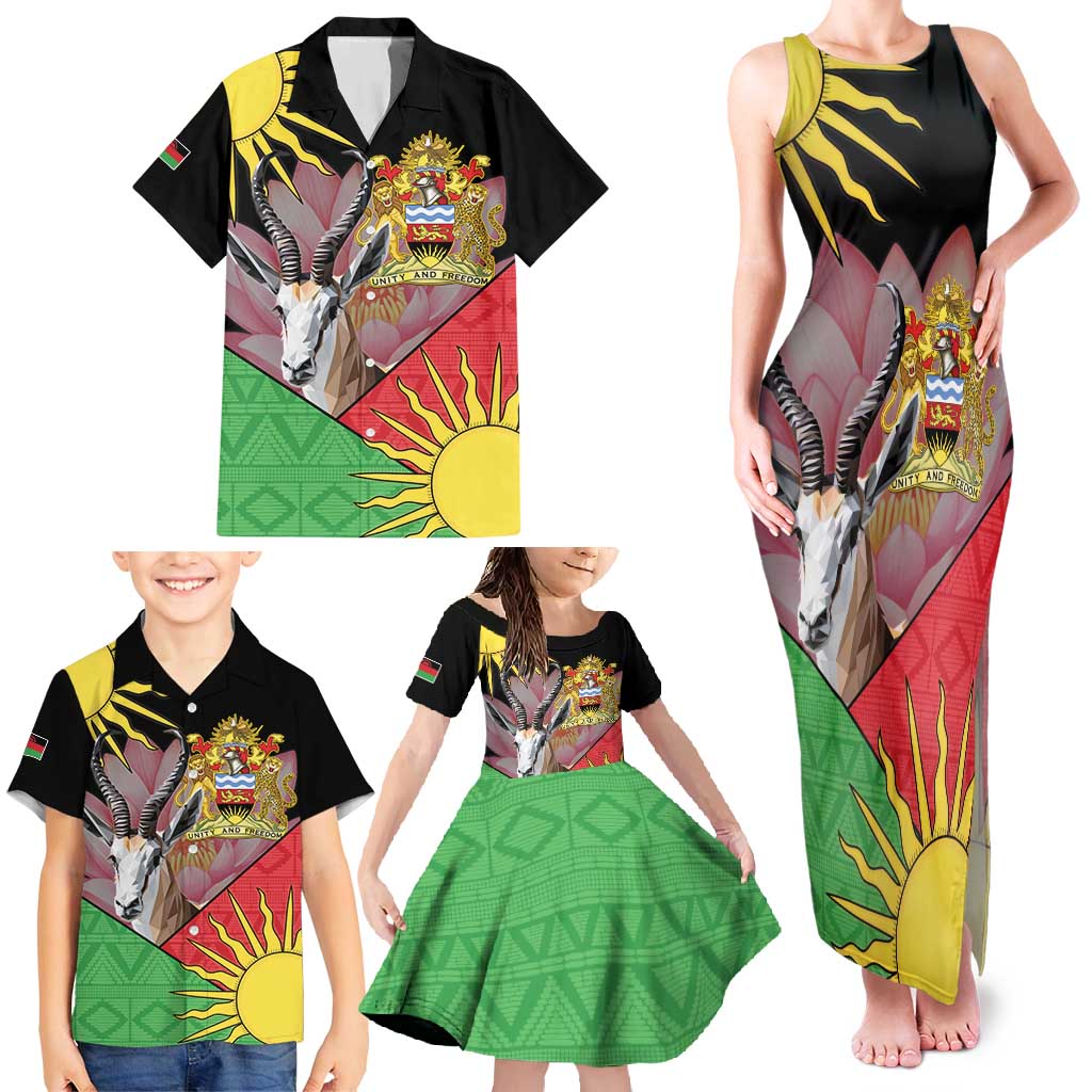 Personalised Malawi Thomsons Gazelle Family Matching Tank Maxi Dress and Hawaiian Shirt Lotus - African Pattern - Wonder Print Shop