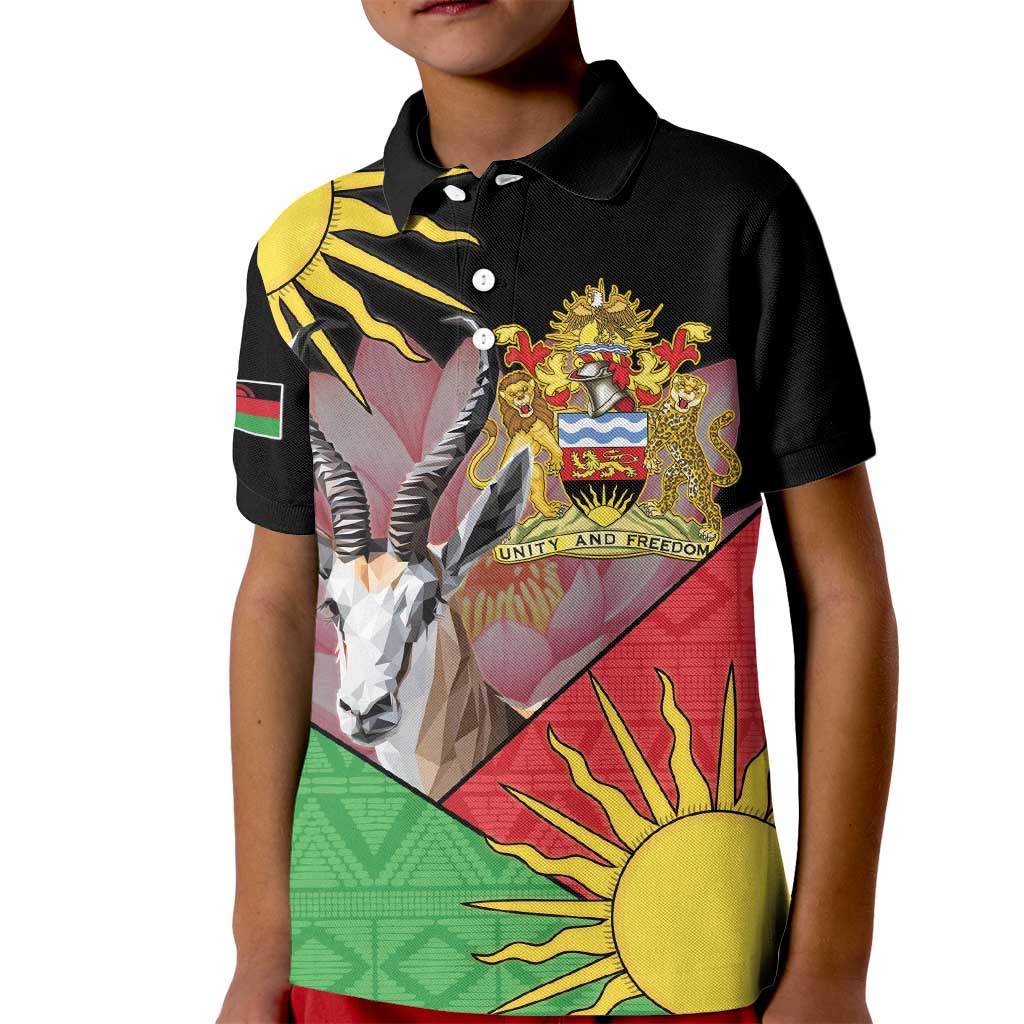 Personalised Malawi Thomsons Gazelle Kid Polo Shirt Lotus - African Pattern - Wonder Print Shop