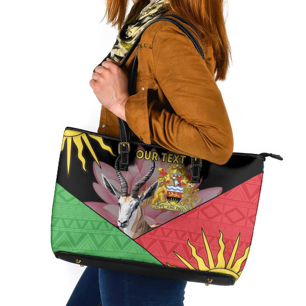 Personalised Malawi Thomsons Gazelle Leather Tote Bag Lotus - African Pattern