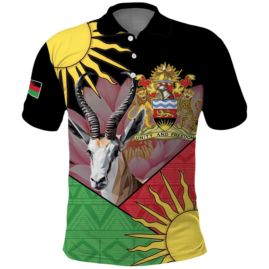 Personalised Malawi Thomsons Gazelle Polo Shirt Lotus - African Pattern - Wonder Print Shop