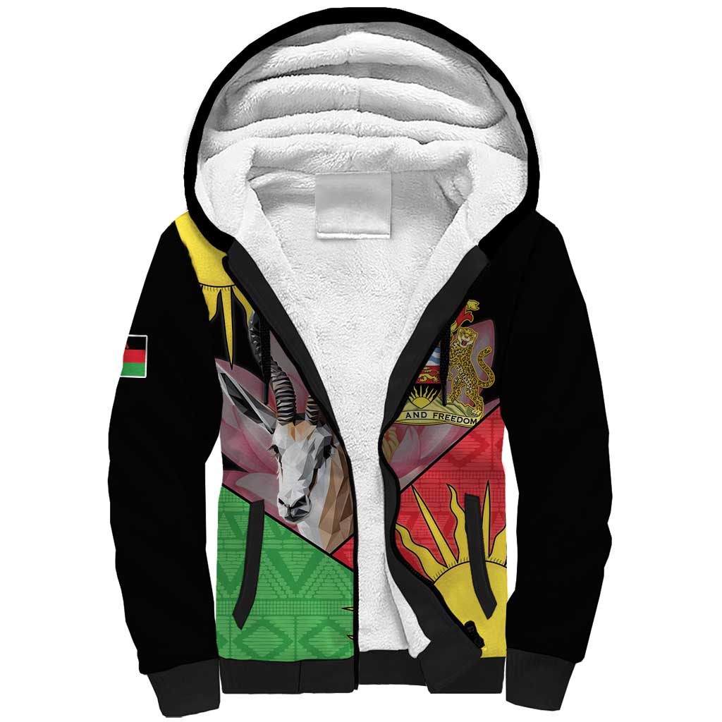 Personalised Malawi Thomsons Gazelle Sherpa Hoodie Lotus - African Pattern - Wonder Print Shop