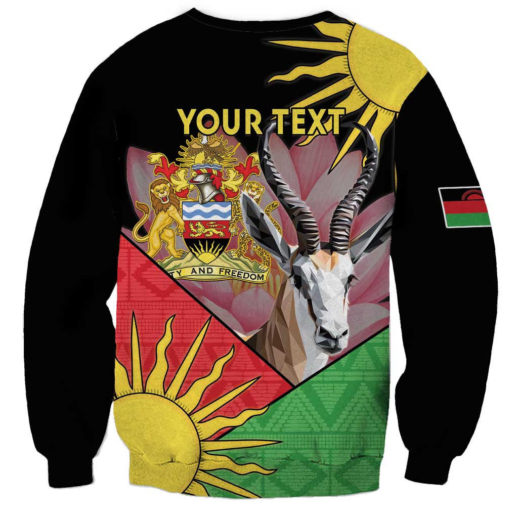 Black unisex sweatshirt with gazelle graphic and 'YOUR TEXT' area on back