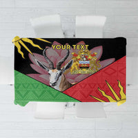 Personalised Malawi tablecloth with bold flag-style graphic and floral lotus design, dark edges