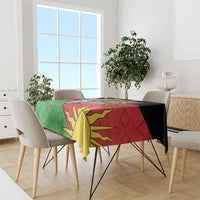 Personalised Malawi tablecloth with green red black and yellow flag graphic, printed pattern