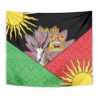 Personalised Malawi flag tapestry close-up with sun motif and coat of arms on black field