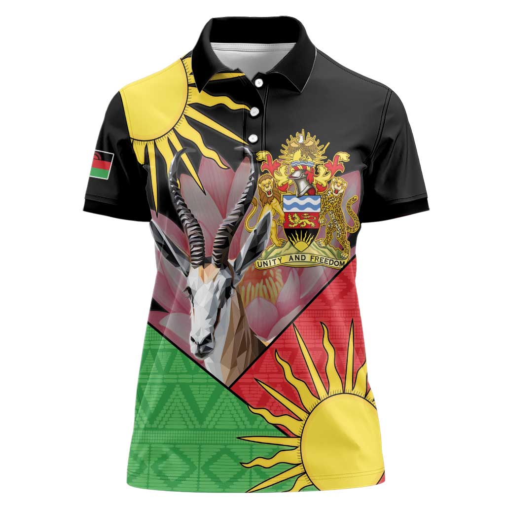 Personalised Malawi Thomsons Gazelle Women Polo Shirt Lotus - African Pattern - Wonder Print Shop