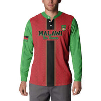 Red and green Malawi football sweatshirt with button placket and crest on chest