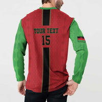 Red and green football sweatshirt back with 'YOUR TEXT' and number 15