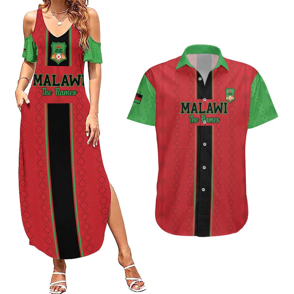 Custom Malawi Football Couples Matching Summer Maxi Dress and Hawaiian Shirt Go Flames