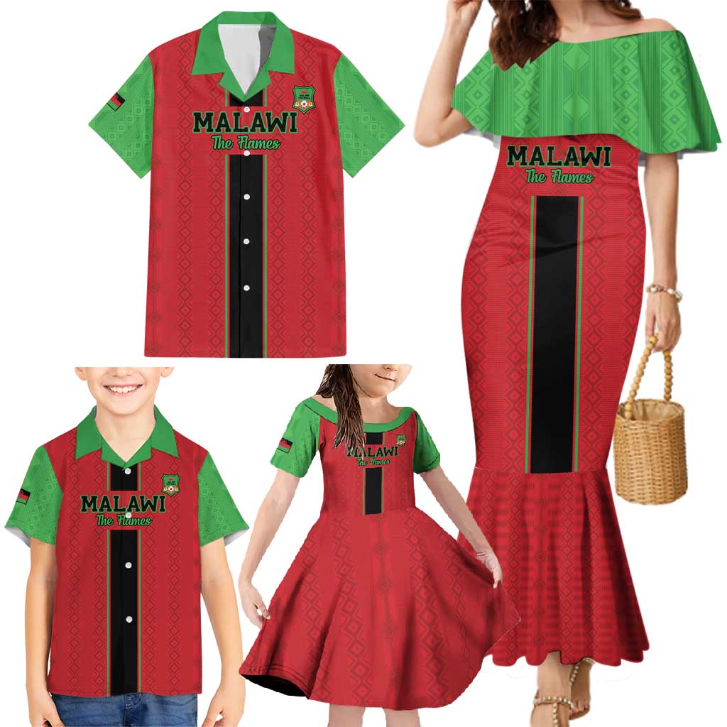 Custom Malawi Football Family Matching Mermaid Dress and Hawaiian Shirt Go Flames - Wonder Print Shop