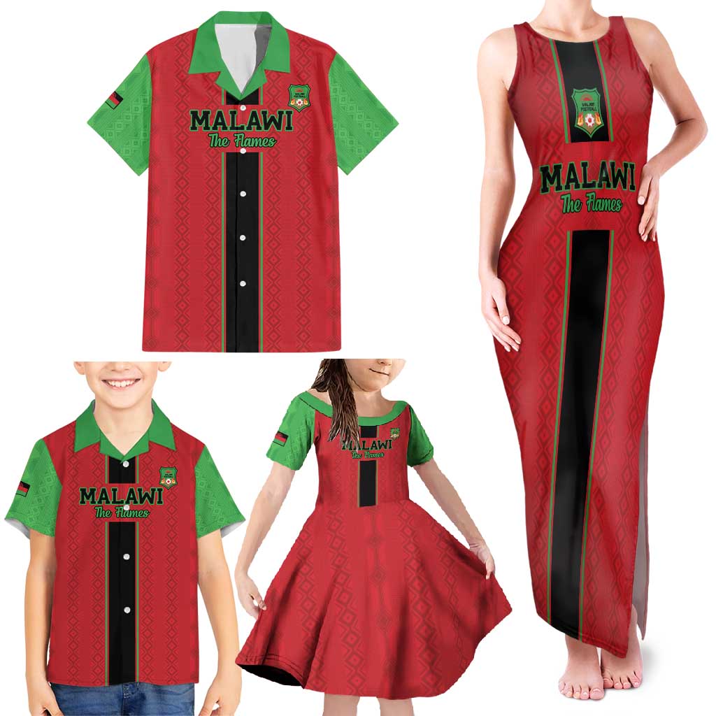 Custom Malawi Football Family Matching Tank Maxi Dress and Hawaiian Shirt Go Flames - Wonder Print Shop