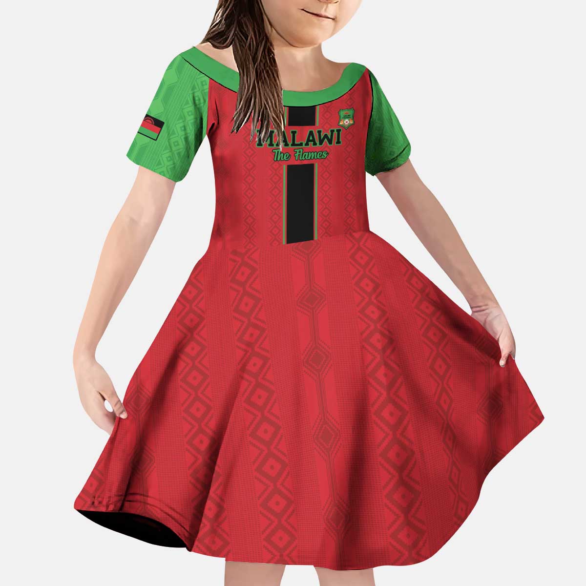 Custom Malawi Football Kid Short Sleeve Dress Go Flames - Wonder Print Shop