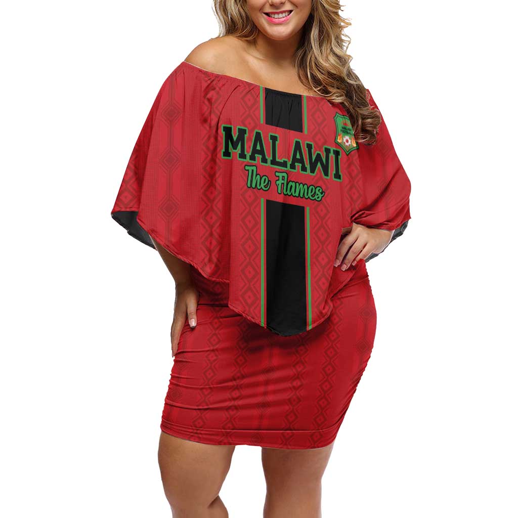 Custom Malawi Football Off Shoulder Short Dress Go Flames - Wonder Print Shop