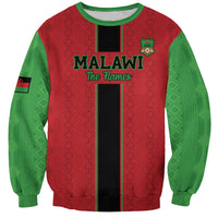 Unisex football sweatshirt, red front with Malawi crest and Malawi The Flames print
