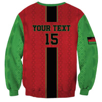 Unisex football sweatshirt, red back with Your Text 15 and black number panel
