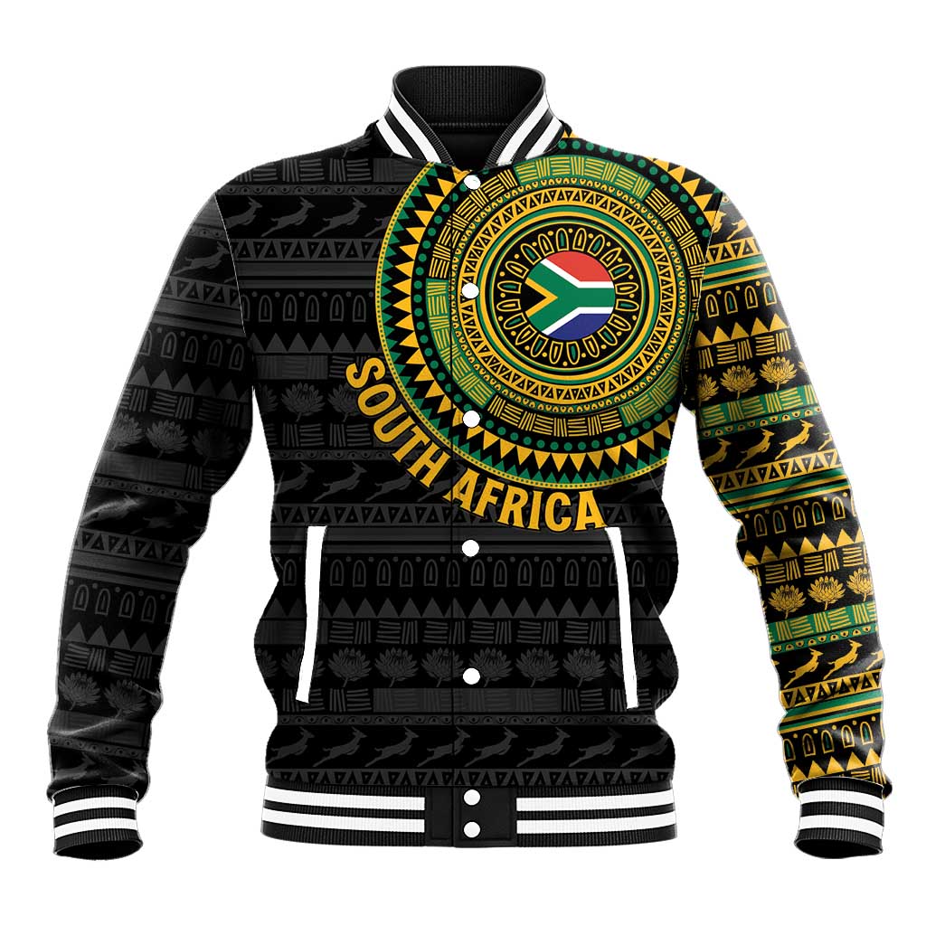 Personalised South Africa Baseball Jacket African Tribal Pattern