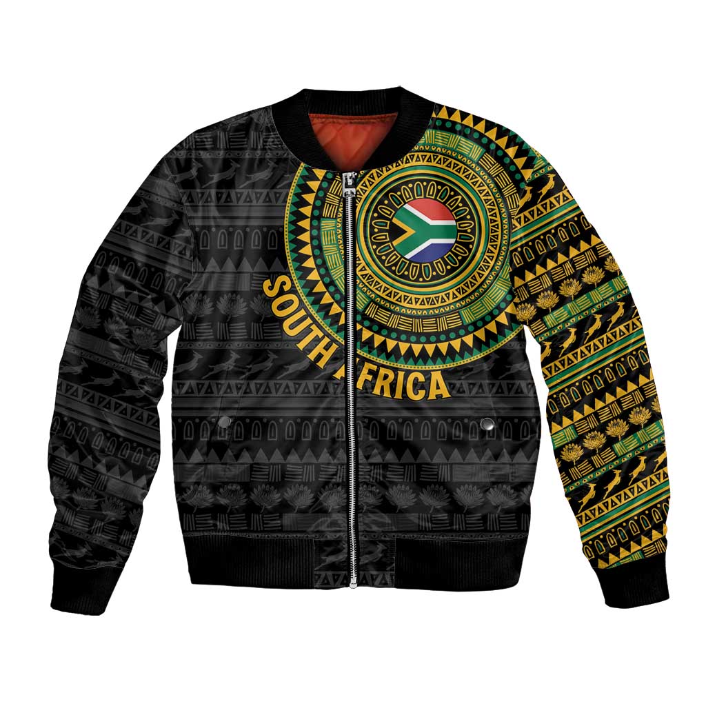 Personalised South Africa Bomber Jacket African Tribal Pattern