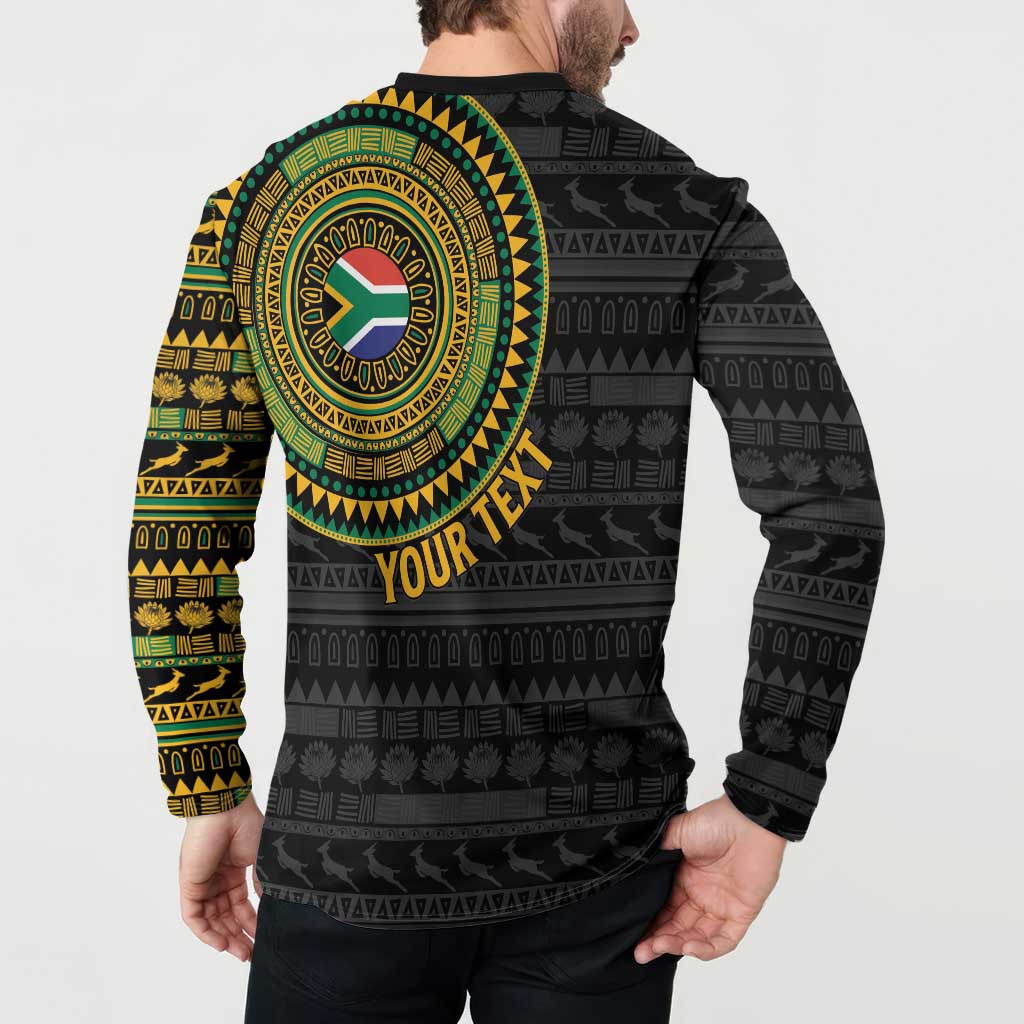 Personalised South Africa Button Sweatshirt African Tribal Pattern