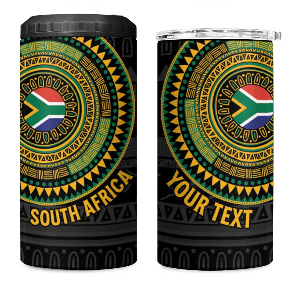 Personalised South Africa 4 in 1 Can Cooler Tumbler African Tribal Pattern