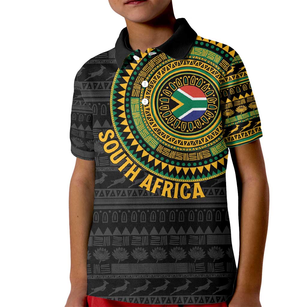 Personalised South Africa Kid Polo Shirt African Tribal Pattern