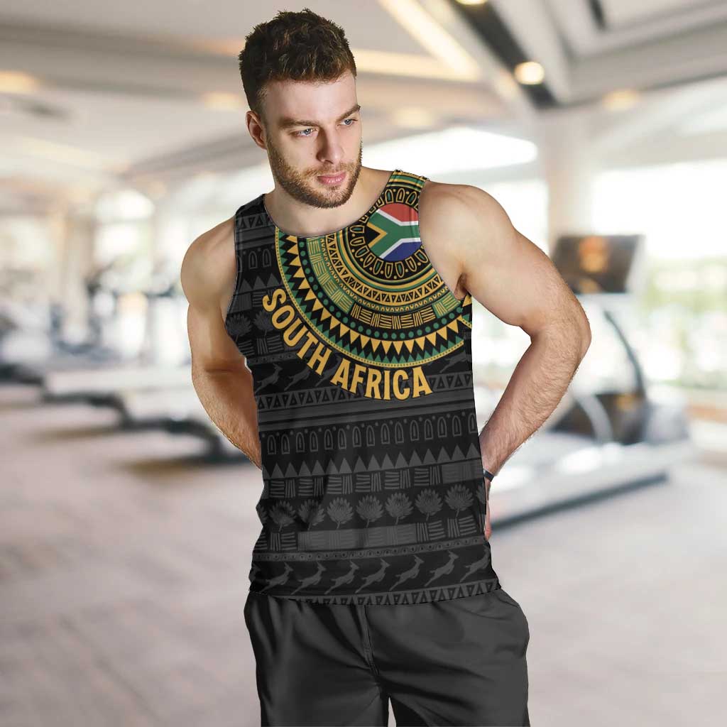 Personalised South Africa Men Tank Top African Tribal Pattern