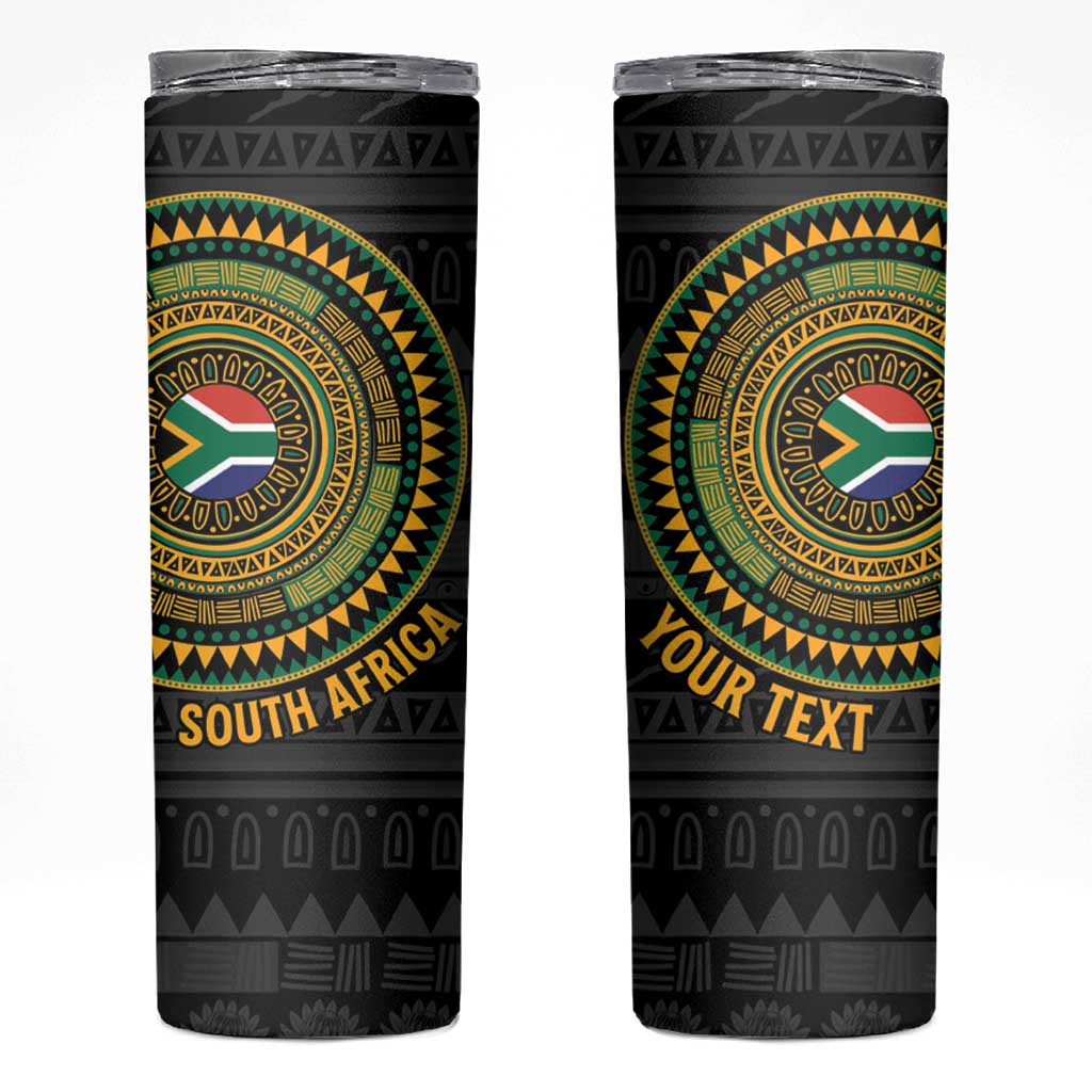 Personalised South Africa Skinny Tumbler African Tribal Pattern