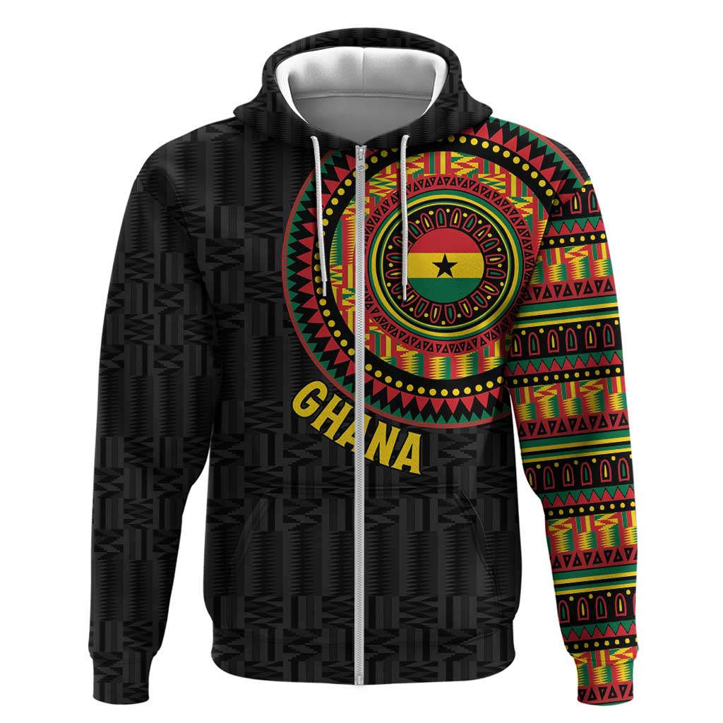 Personalised Ghana Zip Hoodie African Tribal Mix Kente Patterns